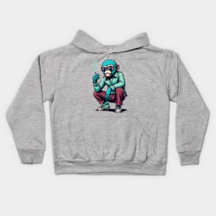 Retro Rebel: 70s Fashion smoking monkey in Shades Kids Hoodie